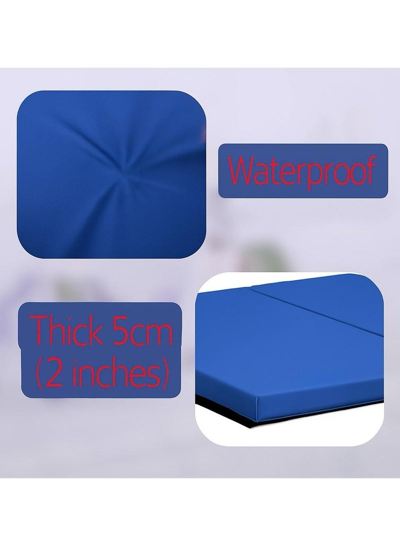 SaharaEG Folding Floor Mattress Water Proof – 5 cm Thick Portable Guest Bed for Home, Travel & Camping | 3-Panel Design, 180x60x5 cm – Space-Saving, Comfortable & Easy to Store (Blue) - Image 1