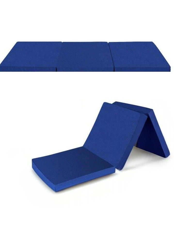 SaharaEG Folding Floor Mattress Water Proof – 5 cm Thick Portable Guest Bed for Home, Travel & Camping | 3-Panel Design, 180x60x5 cm – Space-Saving, Comfortable & Easy to Store (Blue) - Image 2