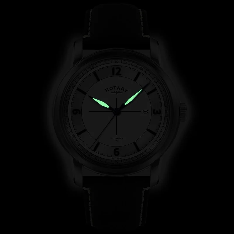 Rotary  Rotary Men's Heritage Field Stainless Steel Black Leather Strap Watch - RGS10003/06 for Men | Best Price UAE