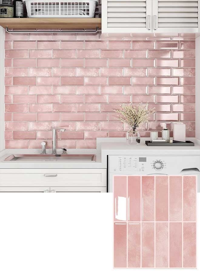 رَوَائِد بلاط خلفية للمطبخ قابل للتقشير واللصق، 5 صفائح ثلاثية الأبعاد ذاتية اللصق، بلاط لاصق للجدران في المطبخ والحمام، مقاس 23 × 29 سم - Image 1