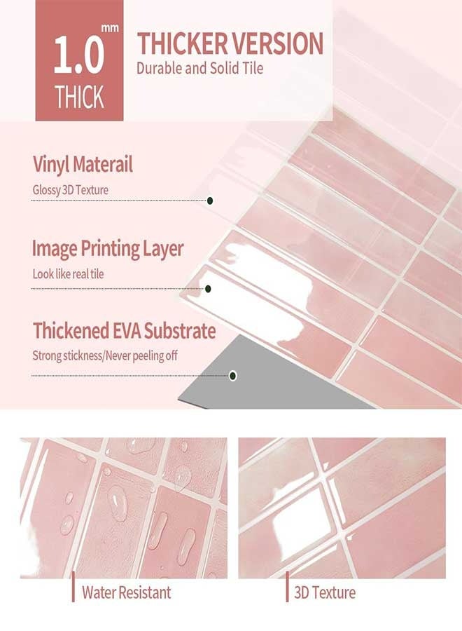 رَوَائِد بلاط خلفية للمطبخ قابل للتقشير واللصق، 5 صفائح ثلاثية الأبعاد ذاتية اللصق، بلاط لاصق للجدران في المطبخ والحمام، مقاس 23 × 29 سم - Image 3
