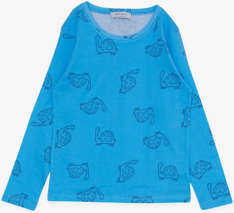 Macawi Breeze Boy's Pajama Set, Turtle Patterned, 1.5-5 Years, Blue
