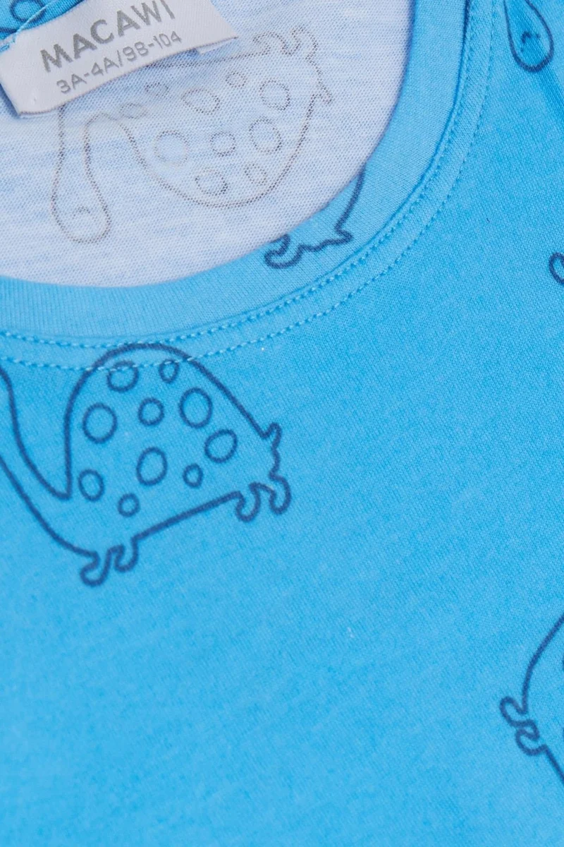 Macawi Breeze Boy's Pajama Set, Turtle Patterned, 1.5-5 Years, Blue