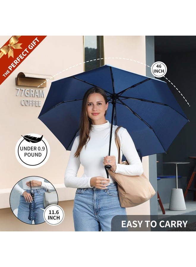 Anntrue Windproof Travel Umbrella, Auto Open Close Lightweight Compact Portable Backpack Folding Umbrella, Perfect for Car, Purse, Men and Women(Blue) - Image 2