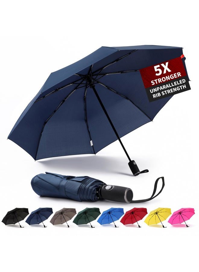 Anntrue Windproof Travel Umbrella, Auto Open Close Lightweight Compact Portable Backpack Folding Umbrella, Perfect for Car, Purse, Men and Women(Blue) - Image 1