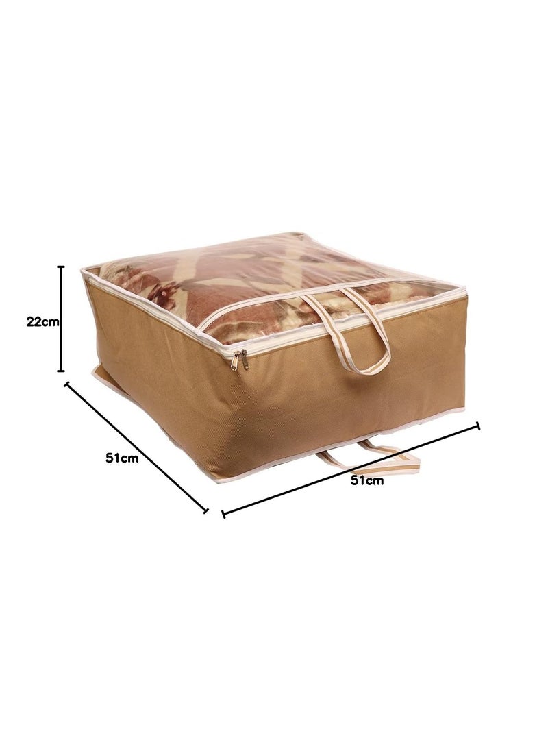 AI ANKIT INTERNATIONAL ANKIT INTERNATIONAL Garments Protect Clothes OrganizerStorage Bags for Blanket Quilts Rajai Storage Combo Pack of 01 with Dust Protection Front Clear window Zip Closure for MultiPurpose Clothing Storage BEIGE51 x 51 x 22 cms  - Image 5