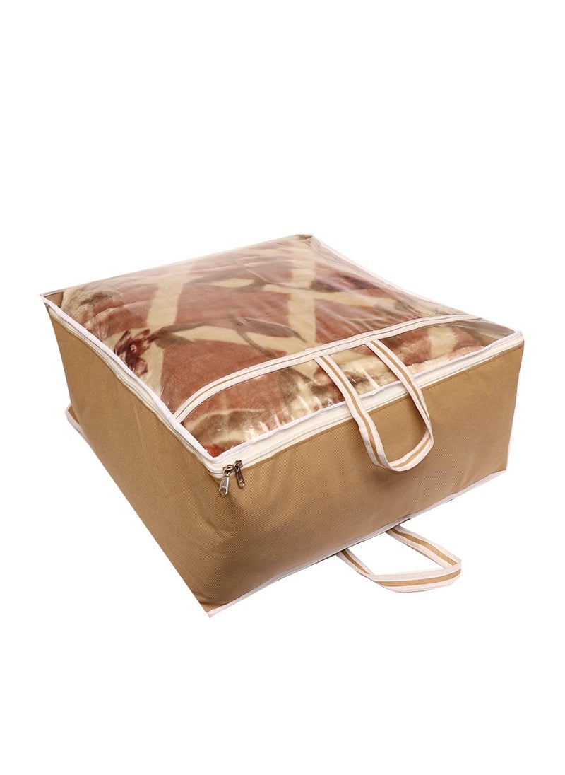 AI ANKIT INTERNATIONAL ANKIT INTERNATIONAL Garments Protect Clothes OrganizerStorage Bags for Blanket Quilts Rajai Storage Combo Pack of 01 with Dust Protection Front Clear window Zip Closure for MultiPurpose Clothing Storage BEIGE51 x 51 x 22 cms  - Image 3