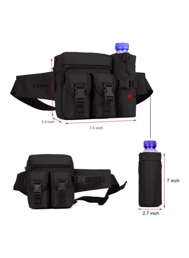 قطعة واحدة حقيبة خصر رياضية مضادة للماء بحامل جيب زجاجة ماء، حزام جري، جراب، حقيبة فاني للتنزه وركوب الدراجات والتخييم والتسلق والسفر 19.5 * 16 * 9 سم - Image 3