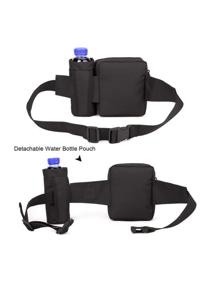 قطعة واحدة حقيبة خصر رياضية مضادة للماء بحامل جيب زجاجة ماء، حزام جري، جراب، حقيبة فاني للتنزه وركوب الدراجات والتخييم والتسلق والسفر 19.5 * 16 * 9 سم - Image 4