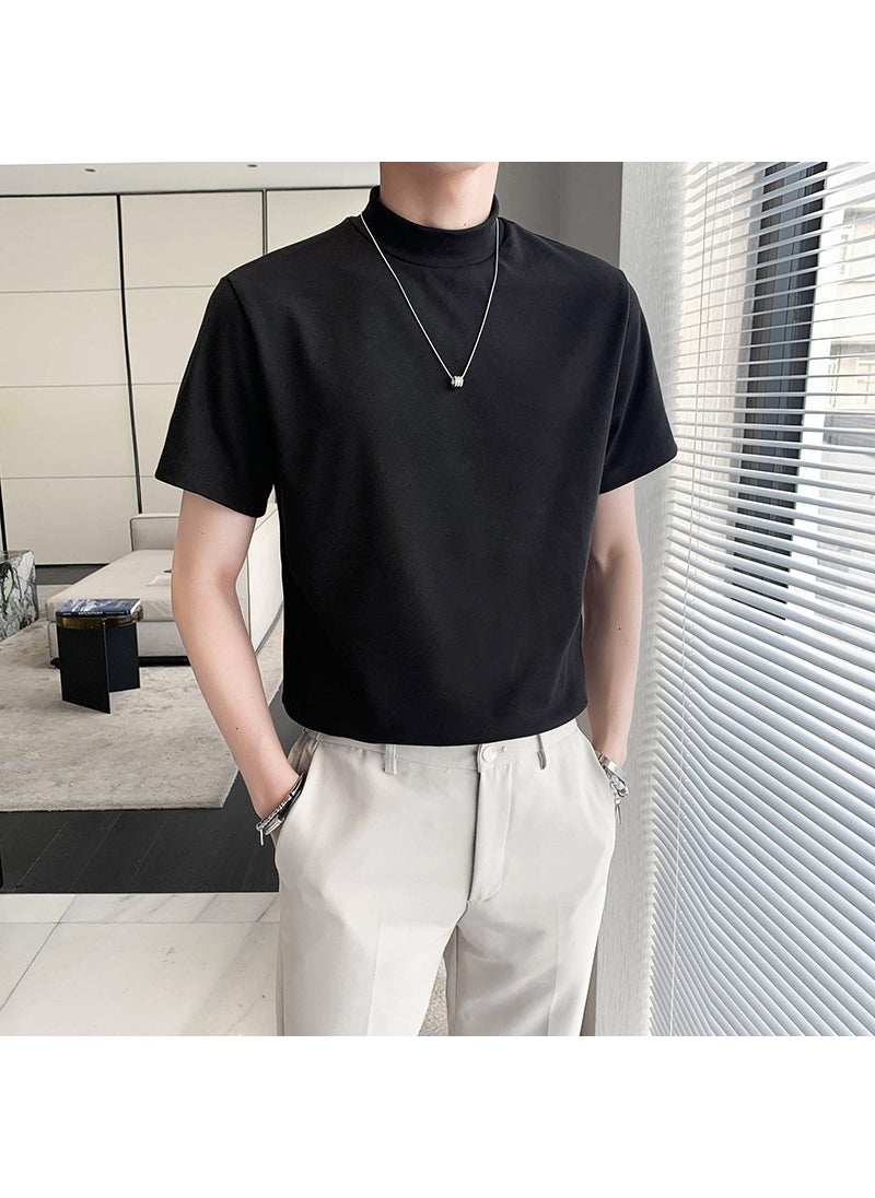 Mens High-Neck Solid Tee for Spring  Autumn Black - pzsku/Z546D42BBE9379C4D0BFCZ/45/_/1730880633/4aaff3e0-e4d9-4dd7-8f18-b5d8bb2e5db8