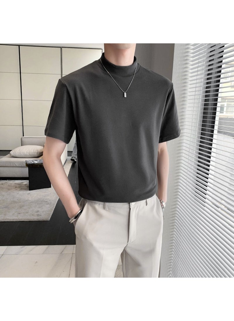 Mens High-Neck Solid Tee for Spring  Autumn Black - pzsku/Z546D42BBE9379C4D0BFCZ/45/_/1732185554/e27a7c70-9d5c-49bb-8600-cea7dd48a595