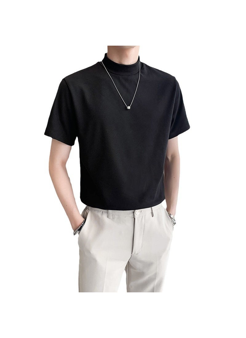 Mens High-Neck Solid Tee for Spring  Autumn Black - pzsku/Z546D42BBE9379C4D0BFCZ/45/_/1732185555/a4e3901e-2e2f-4596-9c13-d439ffb48946