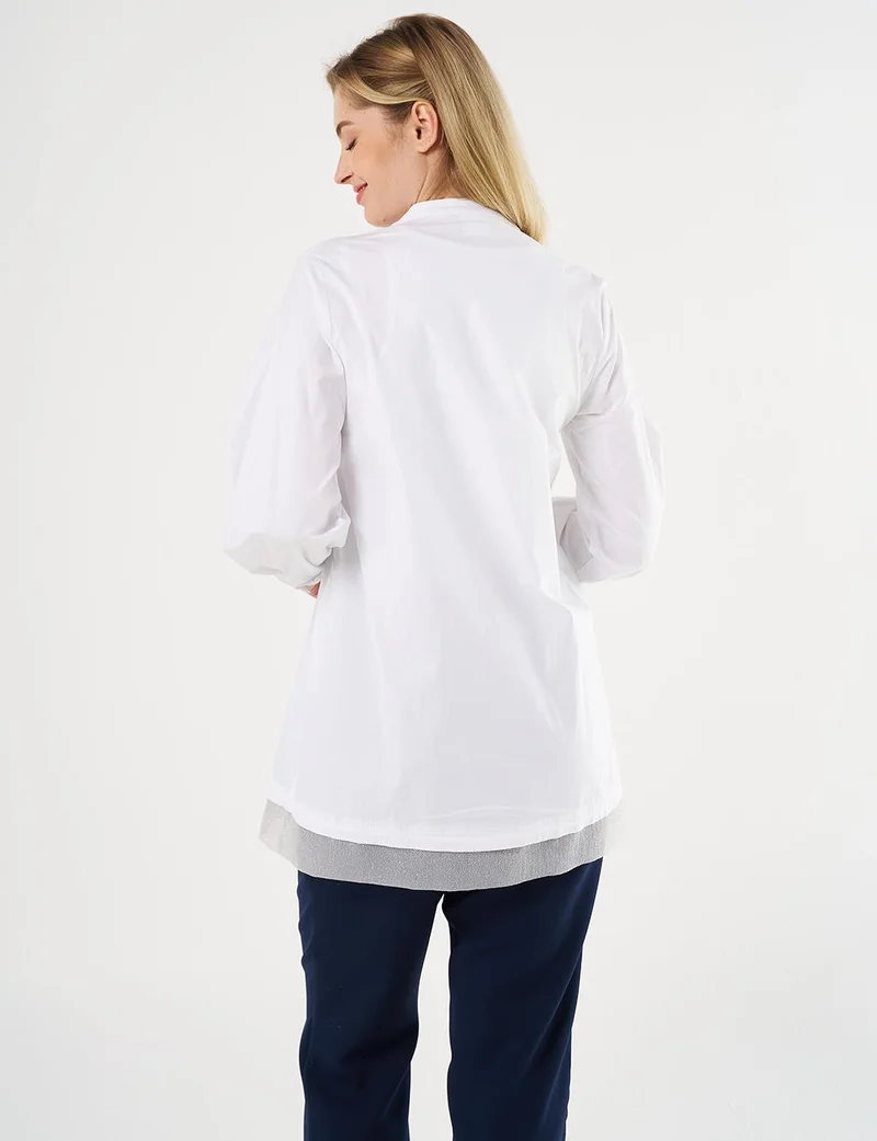 Kayra Shimmered Poplin Tunic Optic White