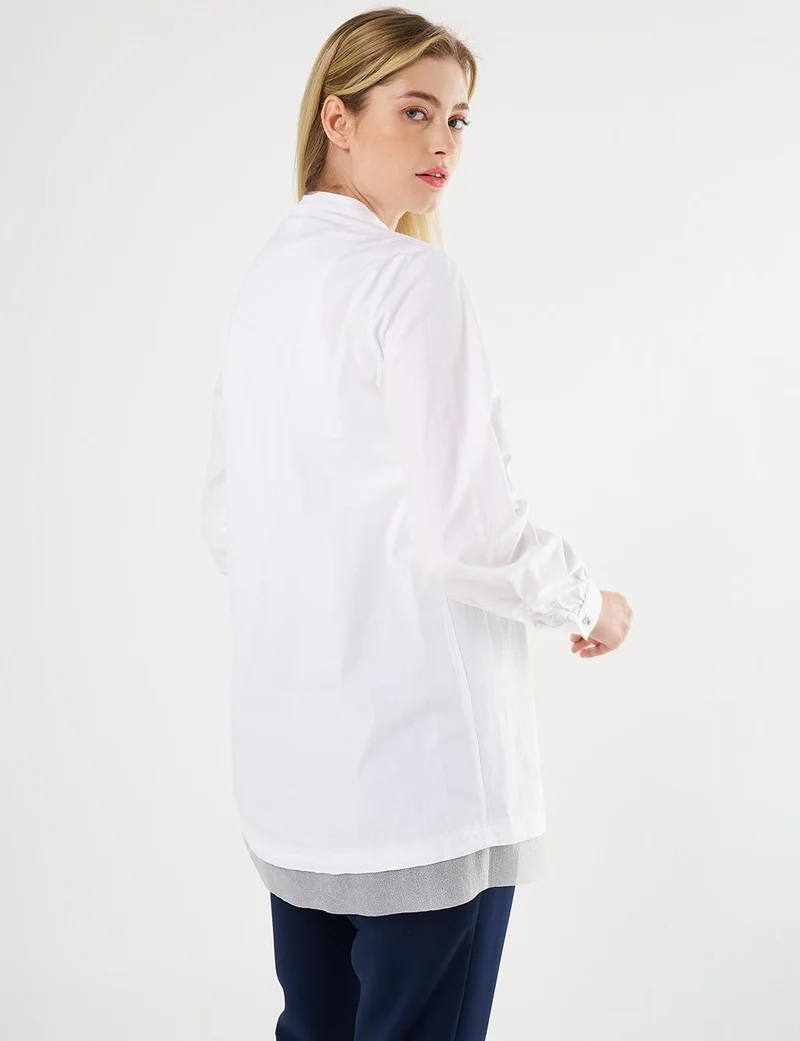 Kayra Shimmered Poplin Tunic Optic White