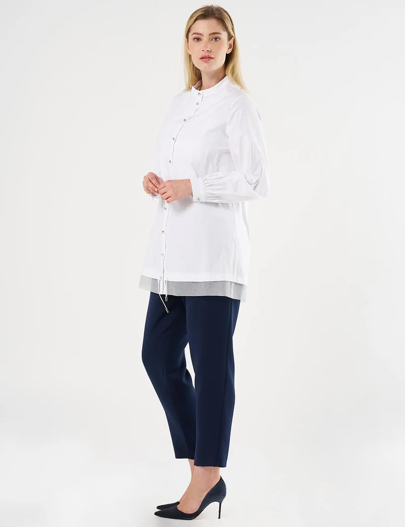 Kayra Shimmered Poplin Tunic Optic White