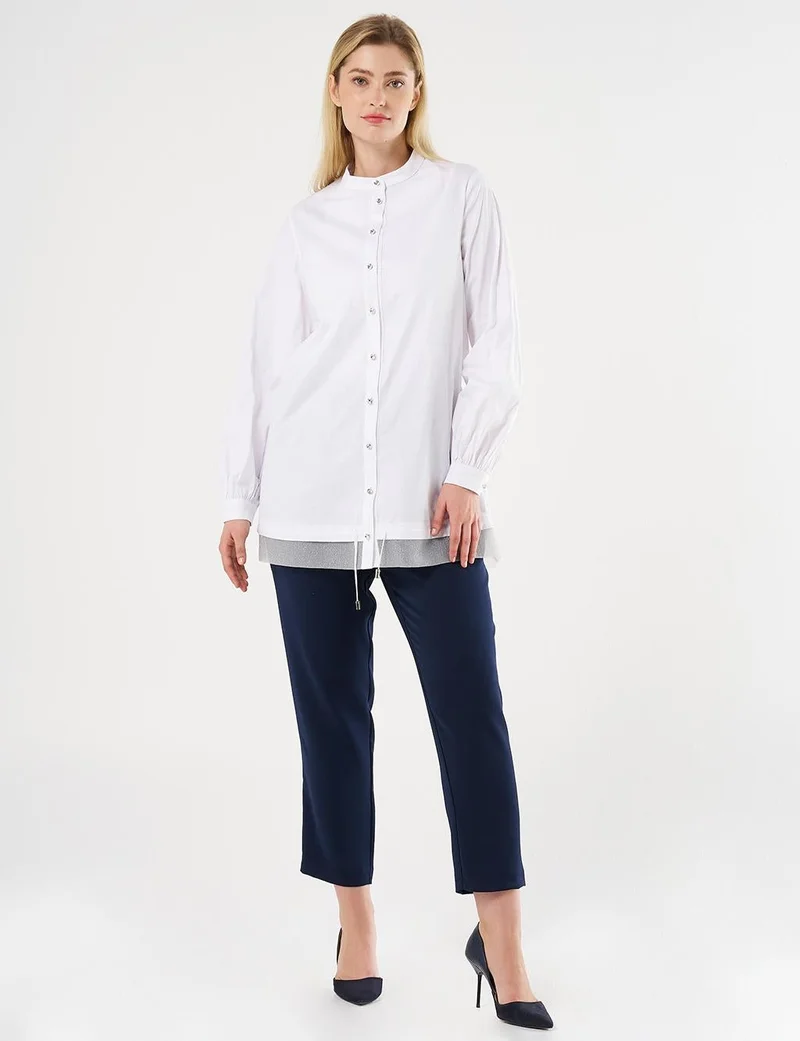 Kayra Shimmered Poplin Tunic Optic White