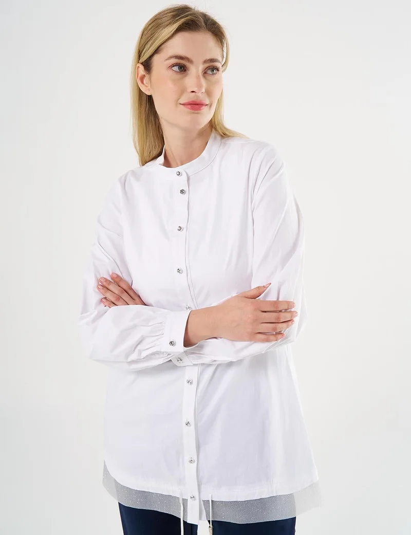 Kayra Shimmered Poplin Tunic Optic White