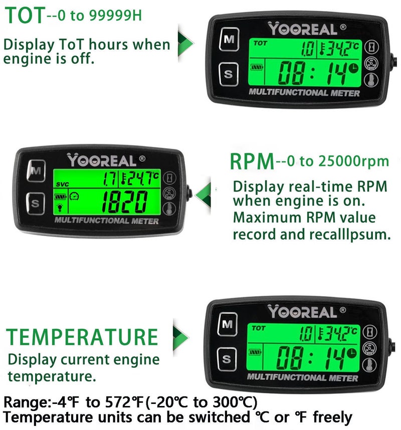 Yooreal Digital Hour Meter and Tachometer - Image 2