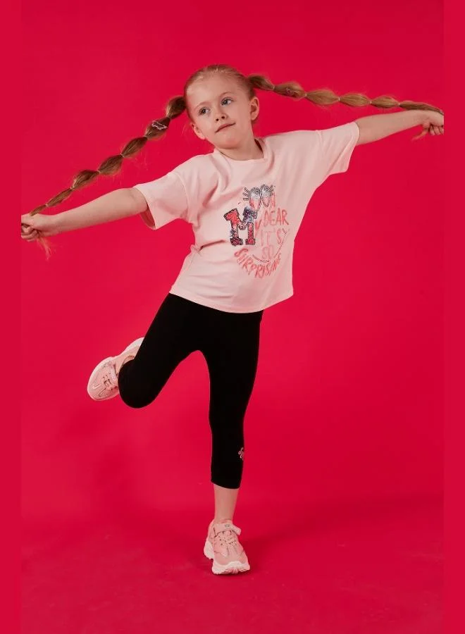 Lela Lela Cotton Crew Neck Short Sleeve Tights Top-Bottom Set Girls SET 6212002