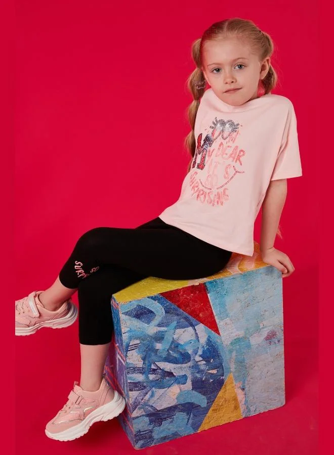 Lela Lela Cotton Crew Neck Short Sleeve Tights Top-Bottom Set Girls SET 6212002