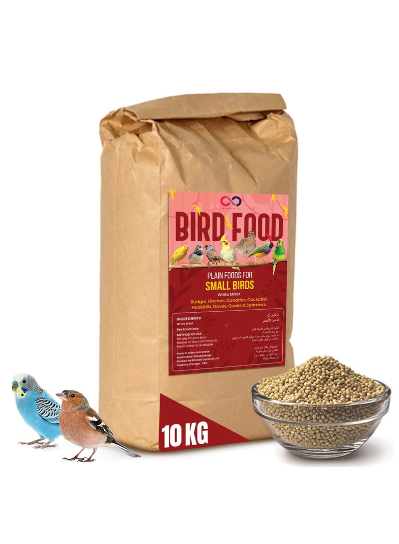 Brandsfinity 10kgs Bird Food for Small Birds – White Millet Bird Feed for Budgies, Canaries, Zebra Finches, Love Birds, Birdhouses, Outdoor Feeders - Image 1