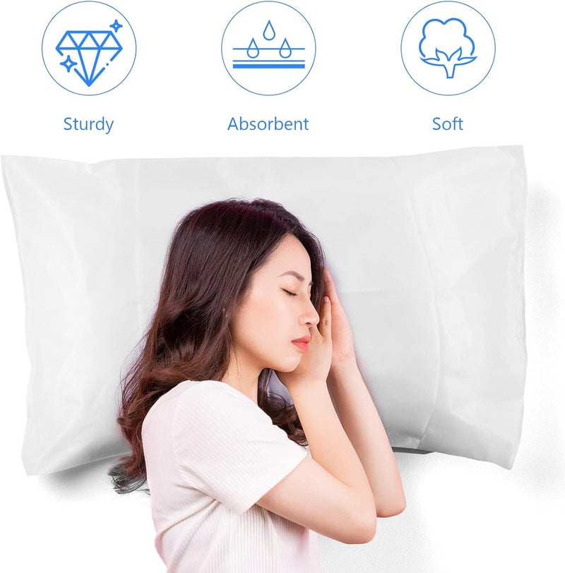 KASTWAVE 20 Pieces Disposable Pillow Cases, 32 x 20 Inches White Pillowfor Hotels Single Use Pillowcase, Disposable Home Bedding Supplies - Image 3