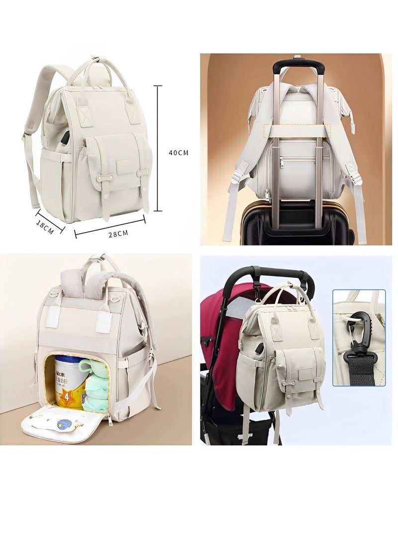 MIXDE - Diaper Bag Backpack,Large Capacity Baby Diaper Bag,Multi Function Waterproof Diaper Changing Bag with USB Charge Port,Portable Mom Bag,Baby Essentials Travel Tote for Newborn Mother/Father - Image 1
