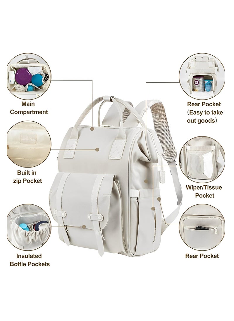 MIXDE - Diaper Bag Backpack,Large Capacity Baby Diaper Bag,Multi Function Waterproof Diaper Changing Bag with USB Charge Port,Portable Mom Bag,Baby Essentials Travel Tote for Newborn Mother/Father - Image 1