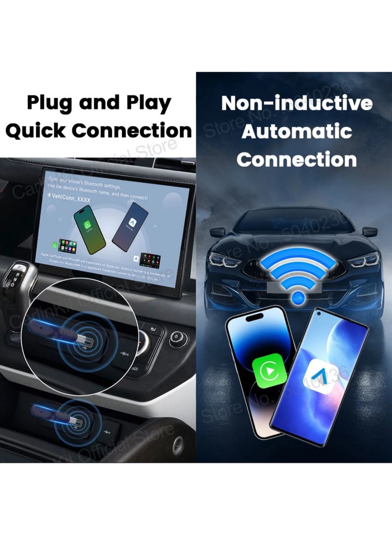 CarlinKit Mini Ultra Wireless USB Dongle Wireless Android Auto & Wireless CarPlay For 98% Cars 2-In-1 Smart Car Adapter - Image 5