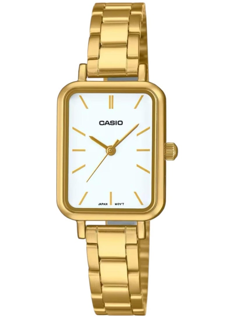 كاسيو ساعة كاسيو النسائية - مينا بيضاء