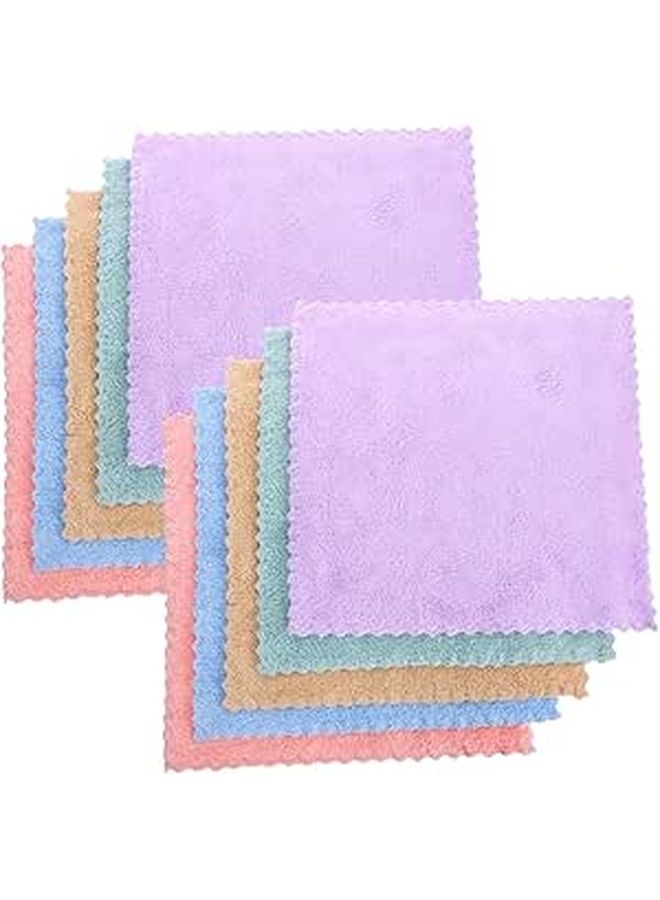 Coral Fleece Face Wash Cloths 10 Pcs 30x30cm Superfine Microfiber Soft Makeup Remover Towels - Image 1