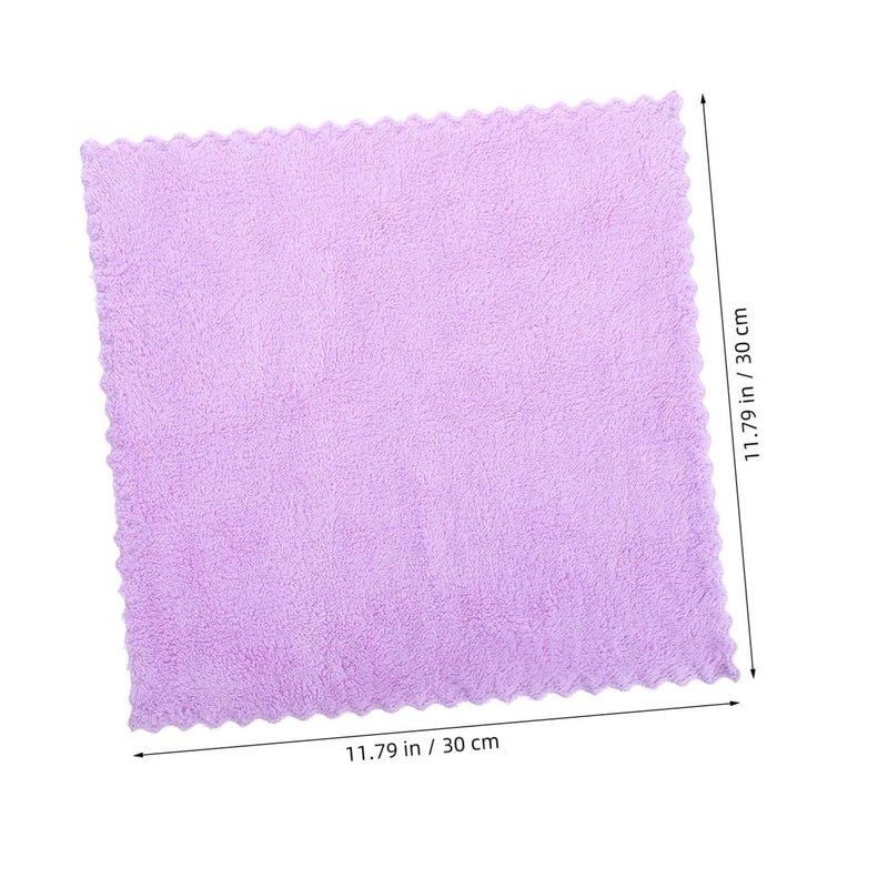 Coral Fleece Face Wash Cloths 10 Pcs 30x30cm Superfine Microfiber Soft Makeup Remover Towels - Image 3