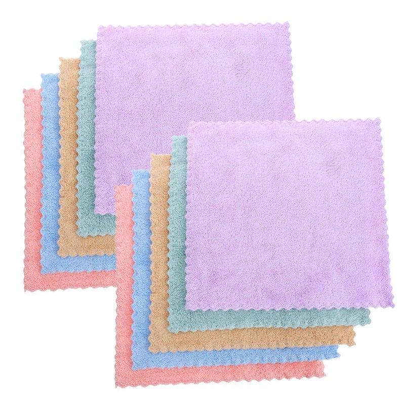 Coral Fleece Face Wash Cloths 10 Pcs 30x30cm Superfine Microfiber Soft Makeup Remover Towels - Image 2