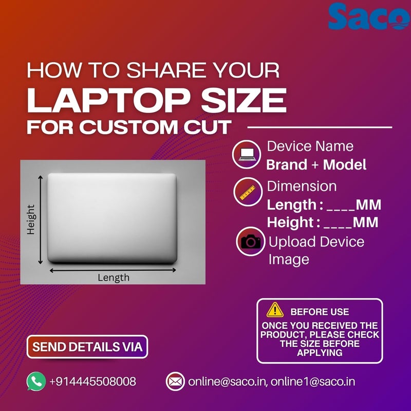 Saco Laptop Skin Cover (Matte Transparent) | Top Guard Protector Compatible with All Laptops up to 16 Inch (380 x 270 mm) - Image 2