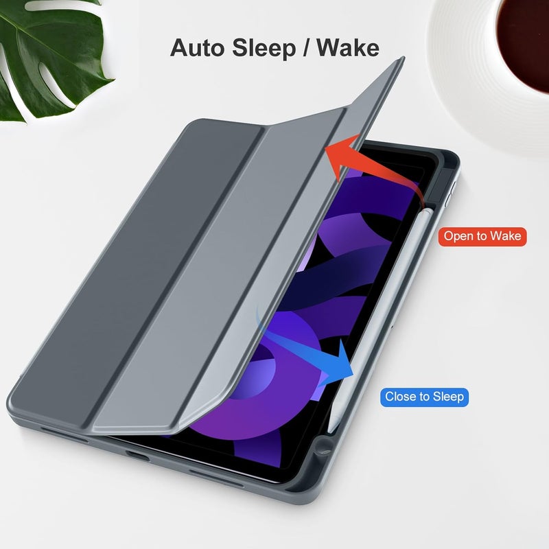 Akkerds Compatible with iPad Air 11 Inch Case 7th/6th Generation (M3/M2) 2025/2024, for iPad Air 5th/4th Generation Case 10.9 Inch 2022/2020 with Pencil Holder[Auto Sleep/Wake], Darkgrey - Image 5