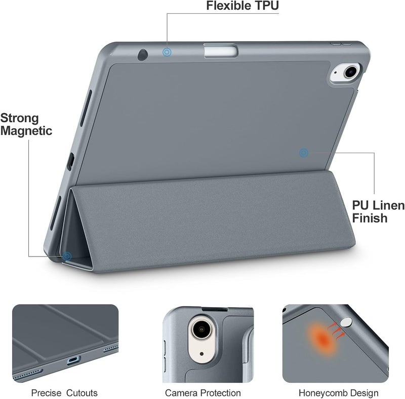 Akkerds Compatible with iPad Air 11 Inch Case 7th/6th Generation (M3/M2) 2025/2024, for iPad Air 5th/4th Generation Case 10.9 Inch 2022/2020 with Pencil Holder[Auto Sleep/Wake], Darkgrey - Image 3