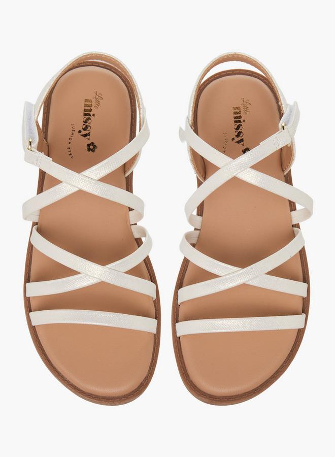 Little Missy Juniors Girls Cross Strap Hook and Loop Sandals - Image 2