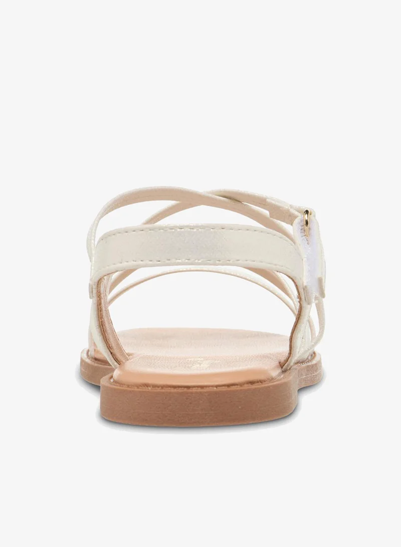 Little Missy WHITE Juniors Girls Cross Strap Hook and Loop Sandals for Women | Best Price UAE