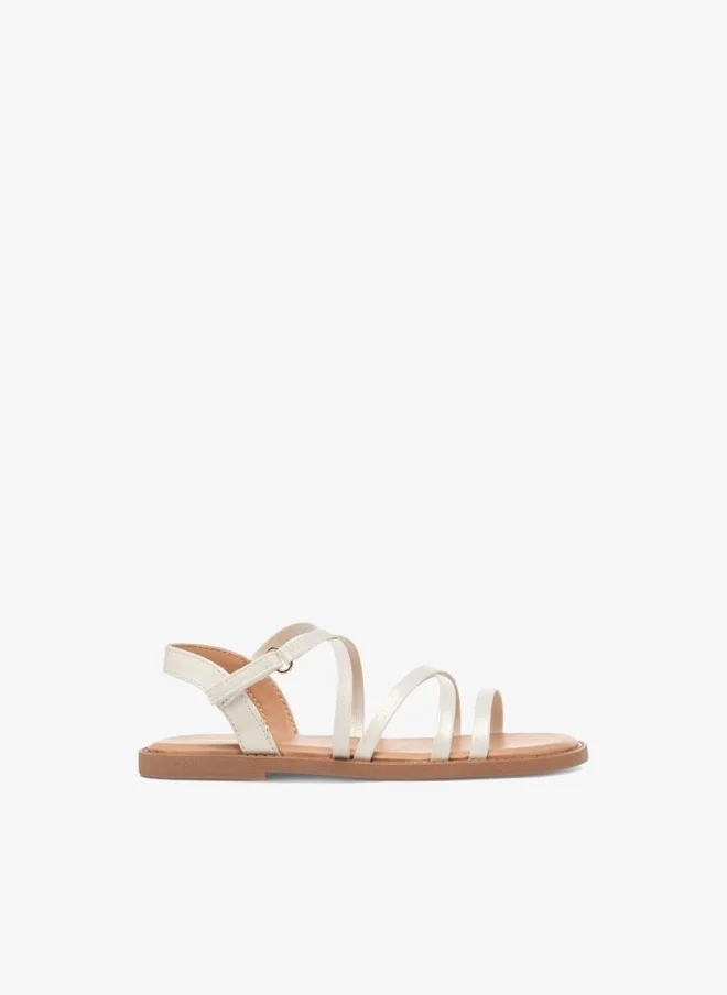 Juniors Girls Cross Strap Hook and Loop Sandals