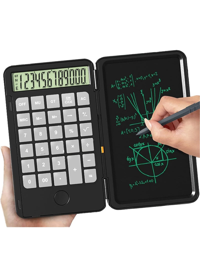 Rechargeable 6.5-Inch Portable Mute Calculator with Writing Tablet and Pen - Multifunctional Foldable Notepad for Home, School, Meetings, and Study. - Image 1