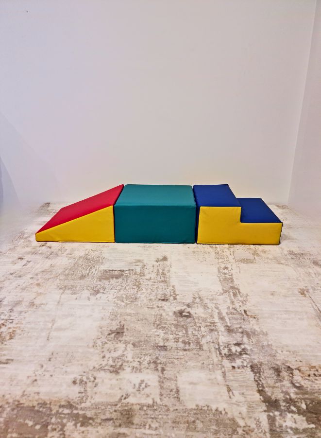 3 Piece Soft Foam Toddler Playtime Corner Climber | Indoor Active Play Structure for Toddlers and Kids |Safe Soft Foam Set for Crawling and Sliding  - Image 1