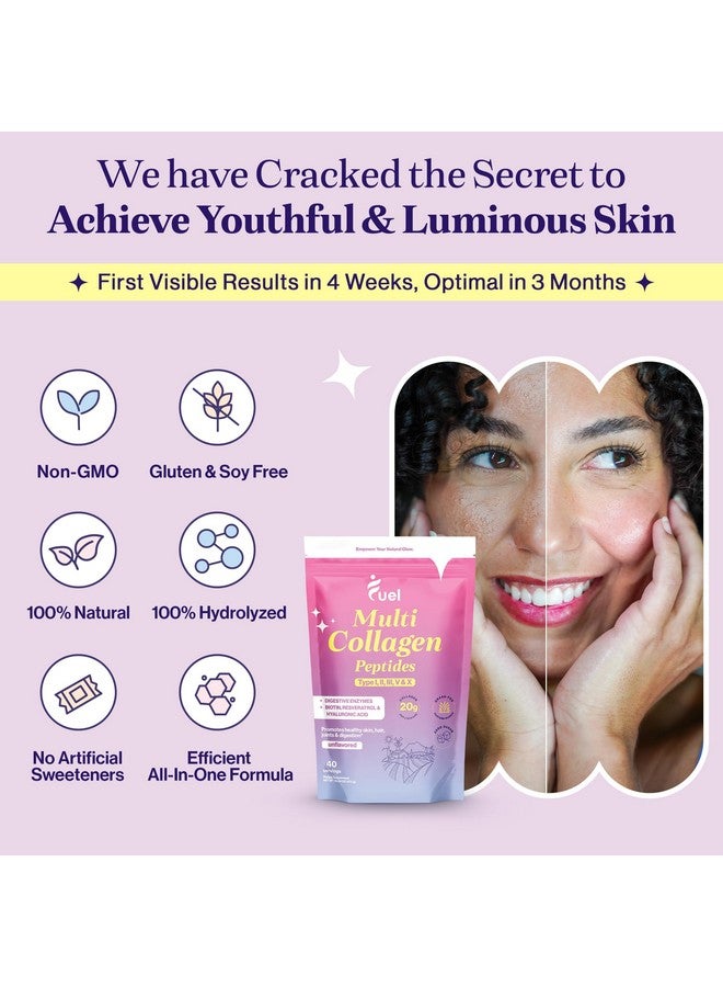 FUEL Fuel Collagen Peptides Powder - Collagen Protein Powder for Women with Hyaluronic Acid & Biotin, Collagen Packets Promote Skin, Hair & Nail Health, Hydrolyzed Collagen Peptides Powder Unflavored  - Image 4