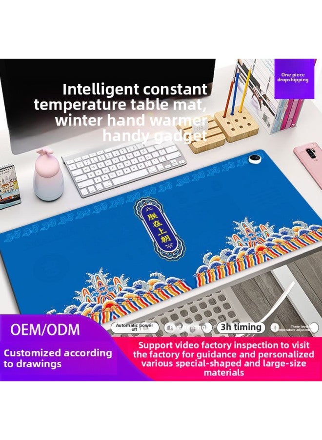 Heating Mouse Pad Office Computer Desktop Oversized Heating Pad Present Waterproof Constant Temperature Warm Table Mat-Color:330*800 [heating Pad]]-Pattern:G-1114 - Image 2
