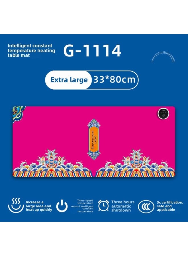 Heating Mouse Pad Office Computer Desktop Oversized Heating Pad Present Waterproof Constant Temperature Warm Table Mat-Color:330*800 [heating Pad]]-Pattern:G-1114 - Image 1