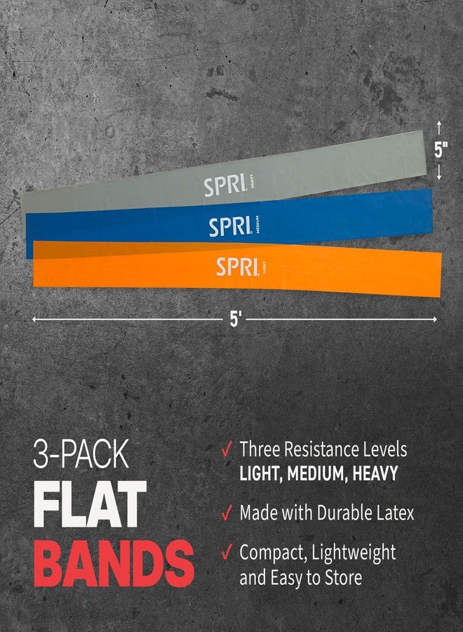 SPRI Flat Bands 3-Pack - Resistance Band Kit Set with 3 Levels of Resistance - Exercise Bands for Strength Training, Flexibility, & Body Workout - Versatile Fitness Tool - Light, Medium, and Heavy - Image 4
