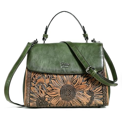 EXOTIC Premium® Vintage Embossed Floral Flap Design Sling Bag For Women (GREEN) - Image 1