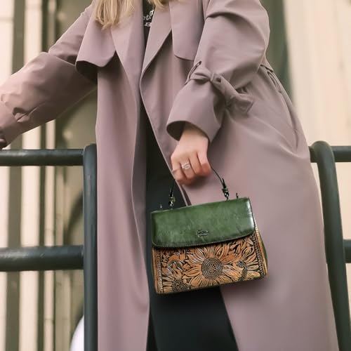 EXOTIC Premium® Vintage Embossed Floral Flap Design Sling Bag For Women (GREEN) - Image 3