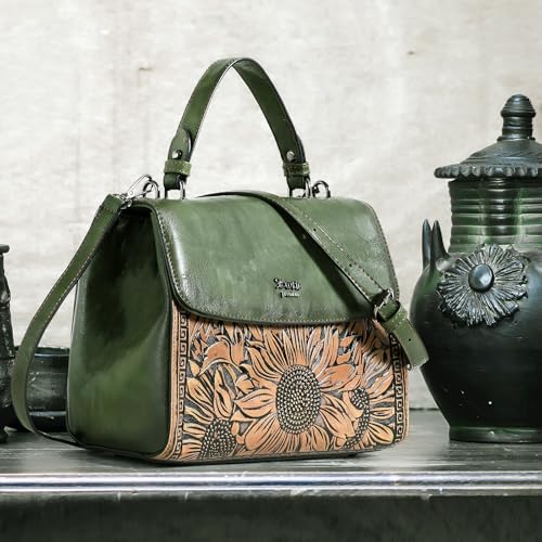 EXOTIC Premium® Vintage Embossed Floral Flap Design Sling Bag For Women (GREEN) - Image 2