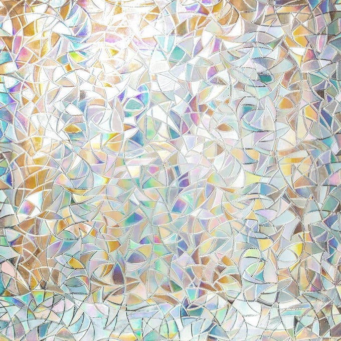 PRIVACY FILM RAINBOW CLINGS 3D DECORATIVE VINYL STAINED GLASS DECALS STATIC CLING WINDOW STICKER REMOVABLE NONADHESIVE UV BLOCKING 354 X 118