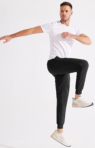 Libin Men's Golf Pants Joggers Lightweight Quick Dry 3 Pockets Slim Fit Soft Stretchy Tapered Leg Work Dress Pants Athletic, Black S - Image 5